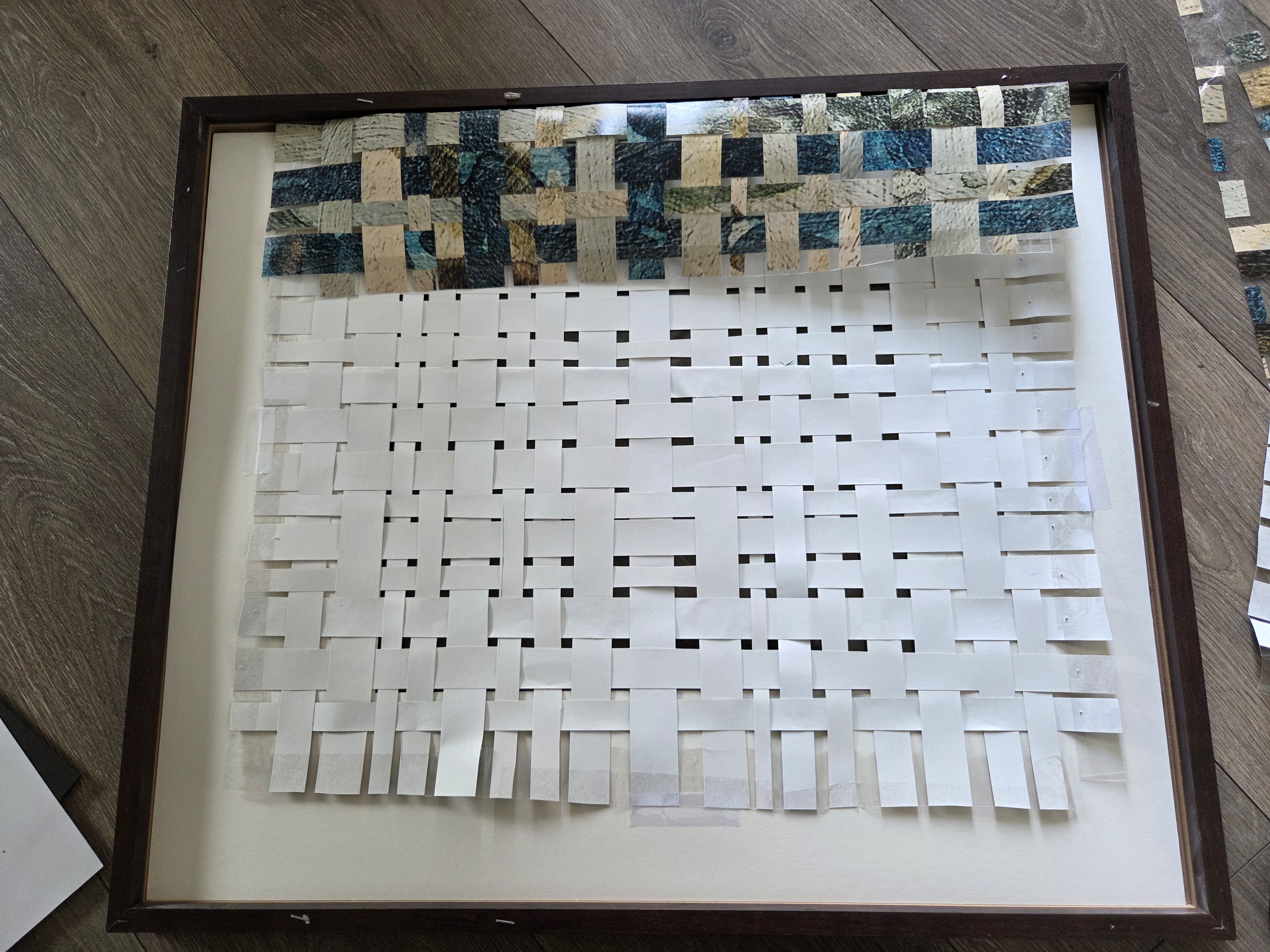 Paper Weave Art from Wallpaper Scraps: Easy DIY Tutorial folded extra in case I want a bigger frame some day