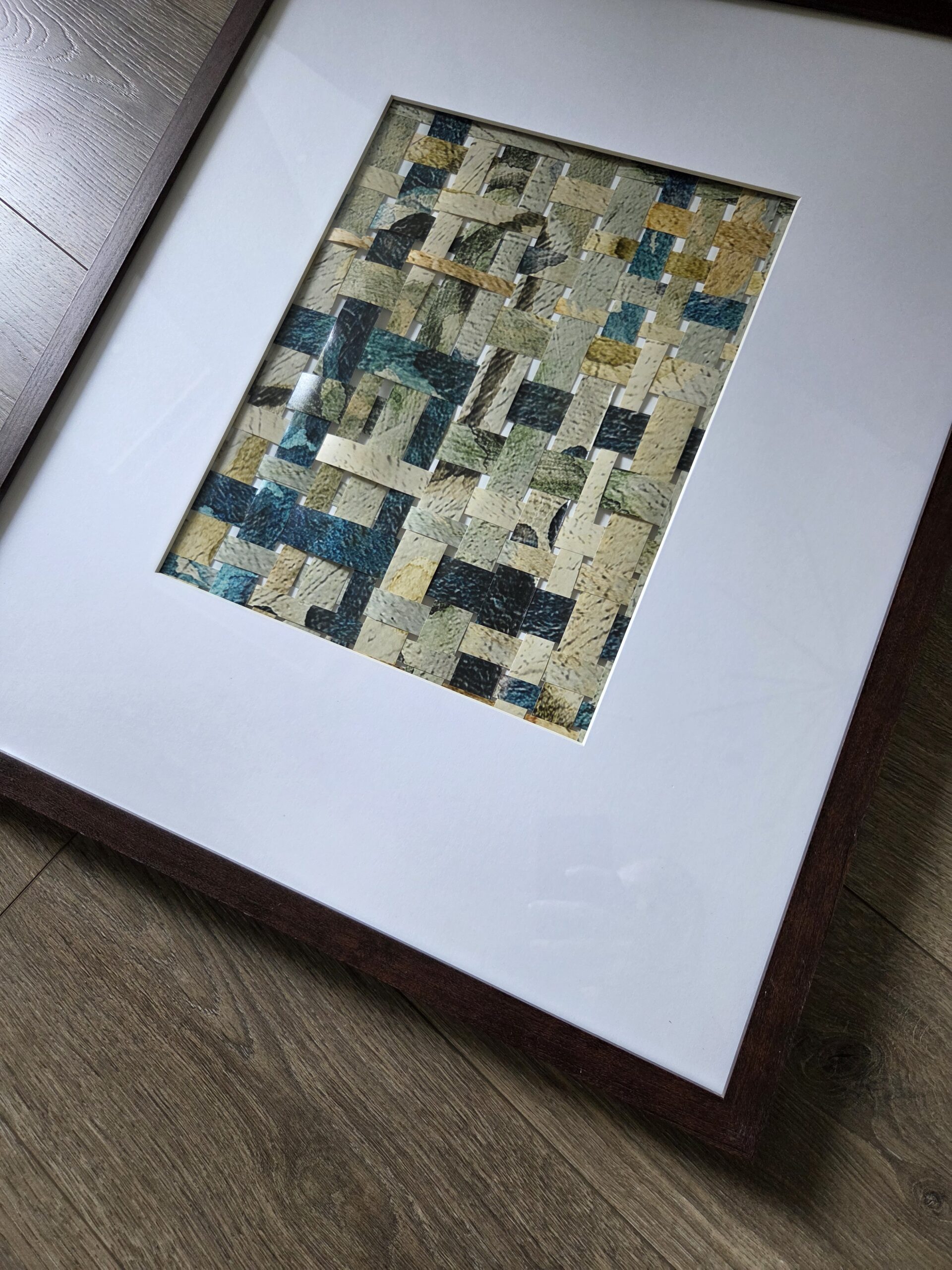 Paper Weave Art from Wallpaper Scraps: Easy DIY Tutorial framed wallpaper weave art